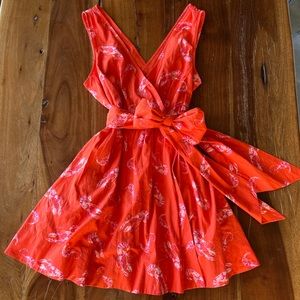 Anthropologie Maeve Mainely Lobster Wrap Dress Orange S
